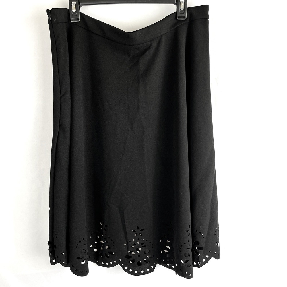 Emery Rose Womens Black Laser Cut Skirt A-Line 3XL Whimsigoth Emo Cottage Core